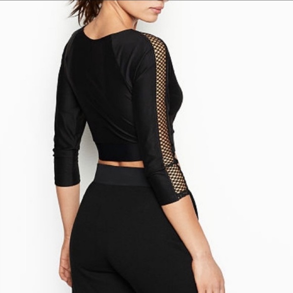 Victoria's Secret Tops - BY VICTORIA SECRET Black Mesh Sleeve Crop Top!❤️